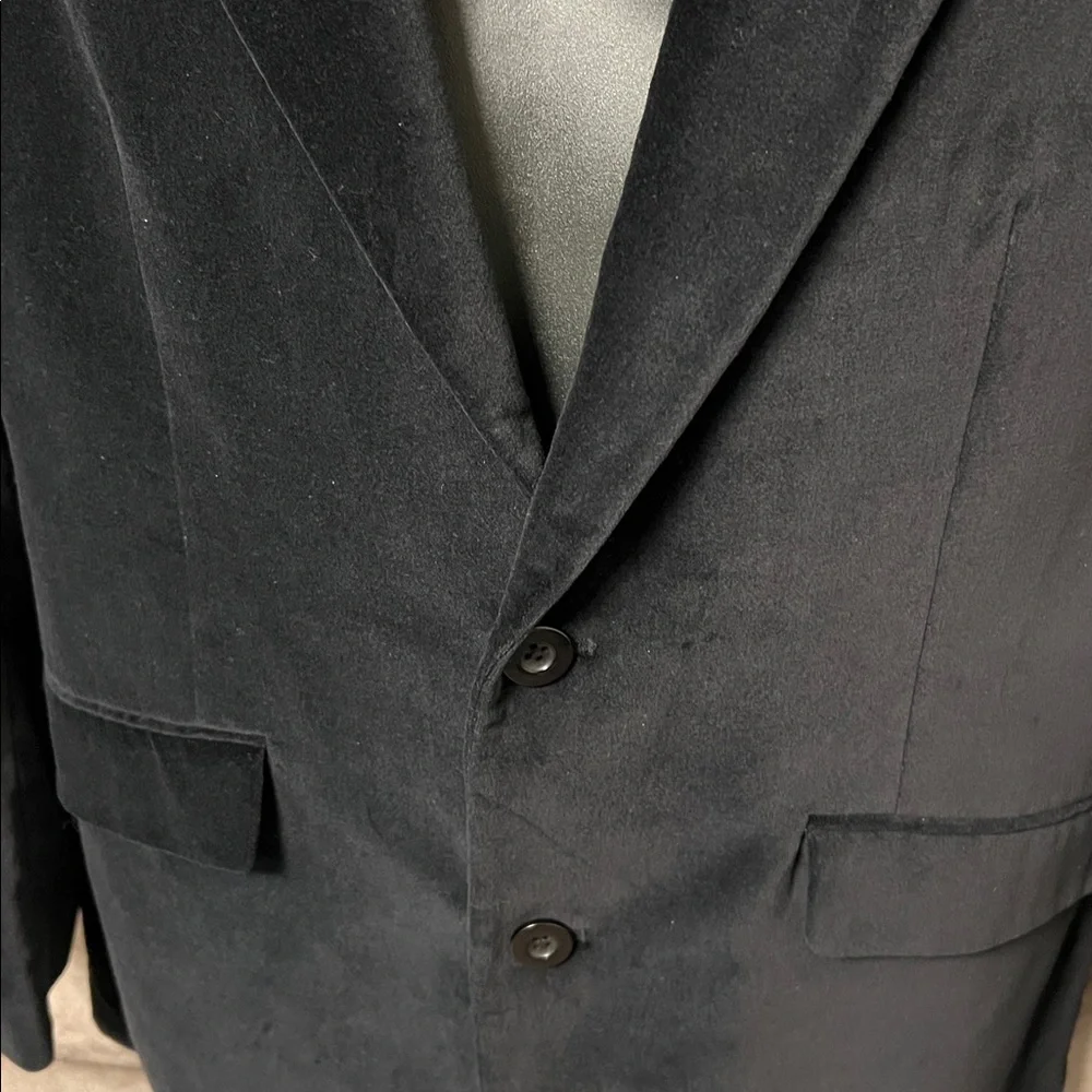 DKNY Classic Black Velvet Blazer – Elegant 2-Button Jacket, Timeless Style